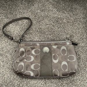 Coach wristlet in grey with silver c’s